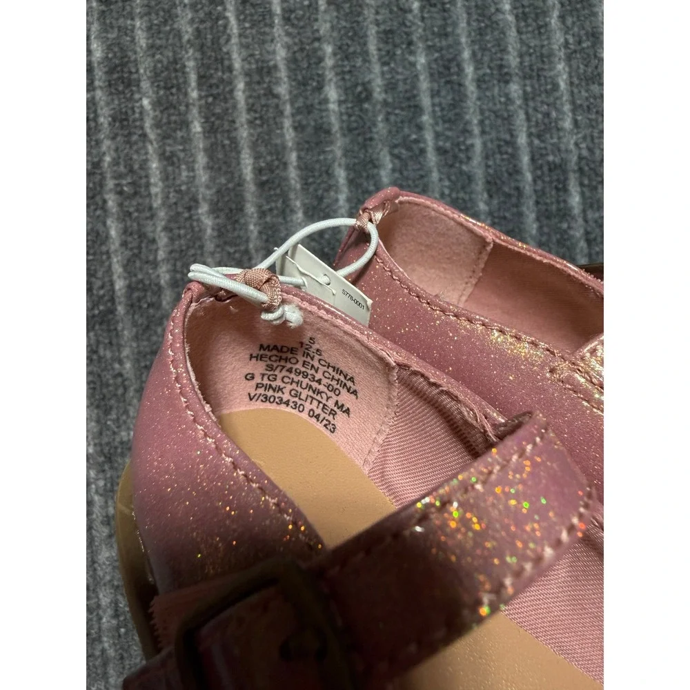 Old‎ Navy Mary Jane Shoes Kids Size 5 Pink Glitter Chunky Buckle Strap